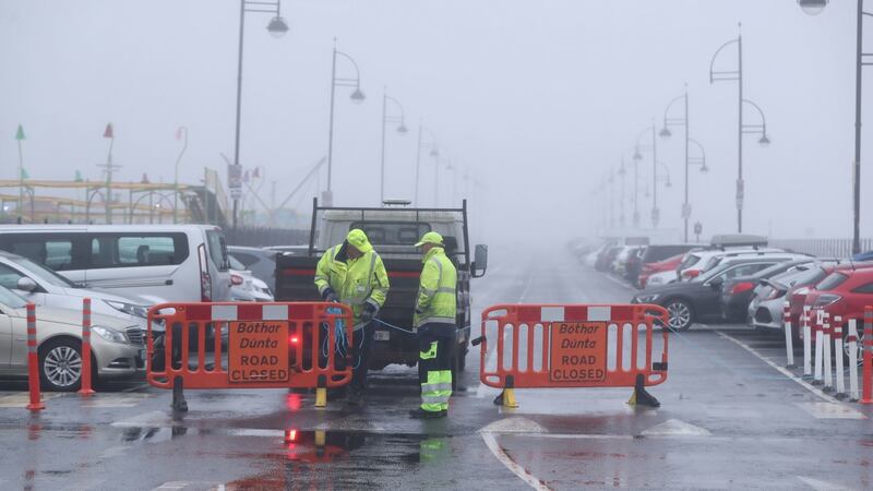 The Strand in Tramore, Co Waterford, is closed after Storm Ellen. Photograph: Niall Carson/PA Wire