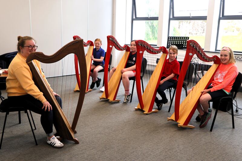 Siobhan Buckley from Music Generation Laois with some of her pupils at the Laois Music Centre.