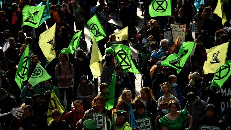 Extinction Rebellion climate activists protest on the fourth day of the Cop26 UN Climate Summit in Glasgow: ‘What do we want?’ ‘Climate justice!’ ‘When do we want it?’ ‘Now.’  Photograph: Ben Stansall