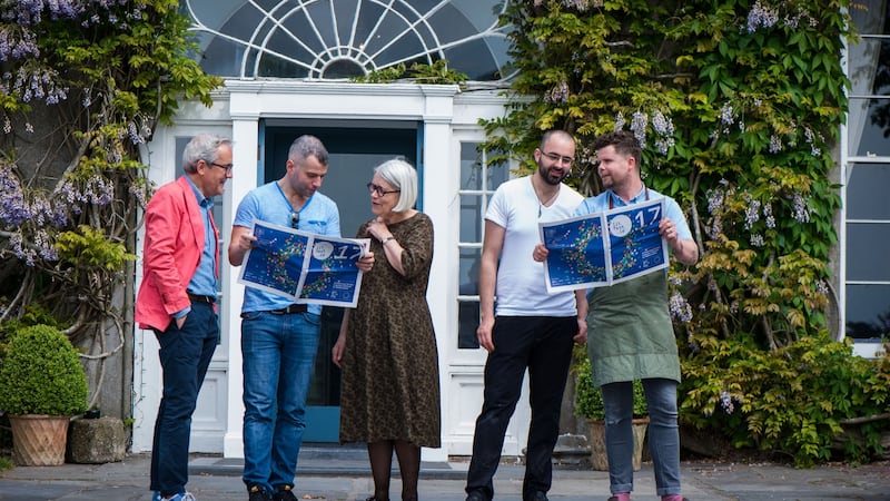 Festival directors Rory O’Connell and Darina Allen planning their Litfest 2017 weekend with  guest chefs Jacob Kenedy from Bocca Di Lupo in Soho, and    Richard Falk and Robin Gill of The Dairy in Clapham. Photograph: Joleen Cronin