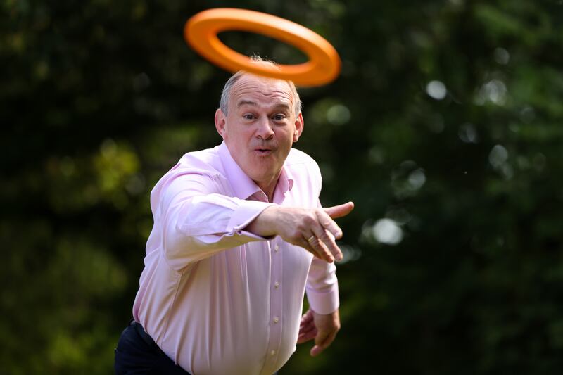 Davey plays a lawn game during in Fair Oak. Photograph: Hollie Adams/Bloomberg