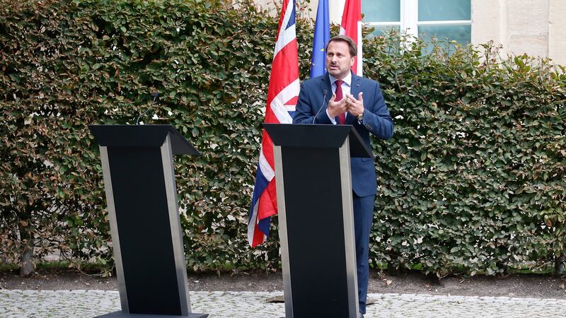 Luxembourg’s  prime minister Xavier Bettel speaks to the press after a meeting with British prime minister Boris Johnson in Luxembourg. Photograph: Julien Warnand/ EPA