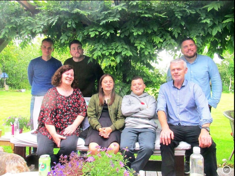 Left to right: Davy, Connor, Alice, Danny's children, Abbie and Jack, and Denis and Danny