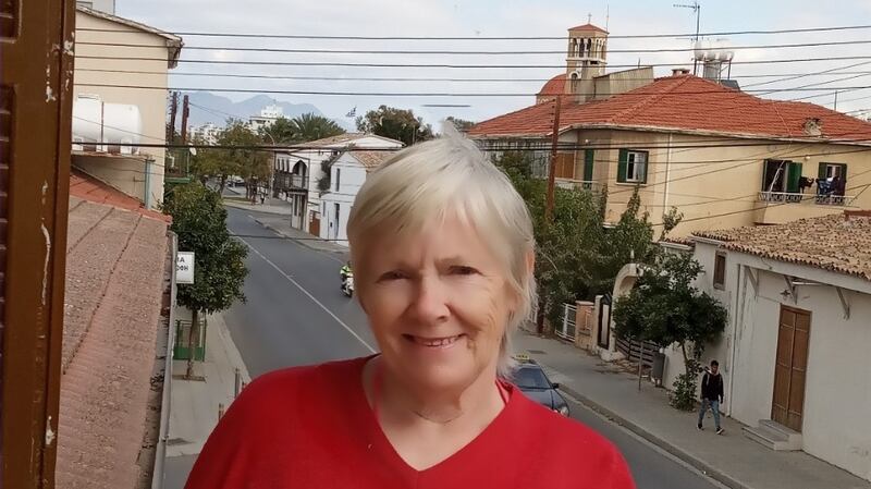 Colette Ni Reamonn Ioannidou on her balcony in Nicosia