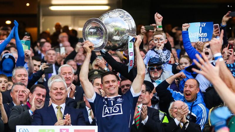 Cluxton lifts the Sam Maguire last September. Photo: James Crombie/Inpho