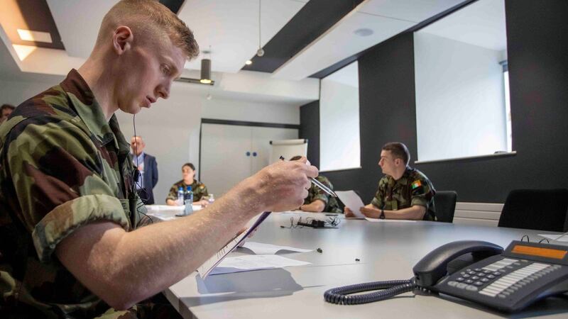 Army personnel training in contact tracing   at the Curragh.