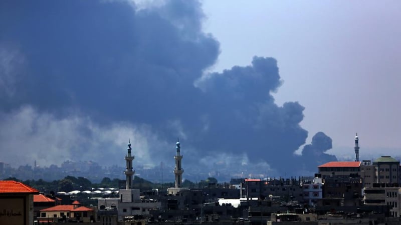 Smoke rises from Gaza power plant after an apparent Israeli air strike. Photograph: Mohammed Saber/EPA