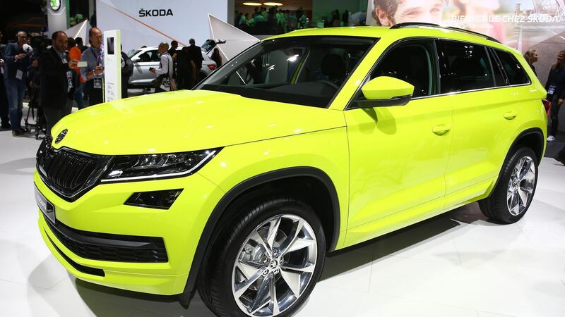 Skoda’s new seven-seat Kodiaq family crossover, in a green hue that’s unlikely to win many fans