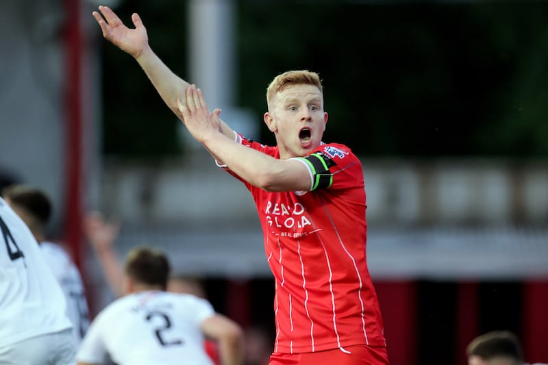 Gavin Molloy in action of Shelbourne against Sligo Rovers at Tolka Park in May. Photograph: Laszlo Geczo/Inpho