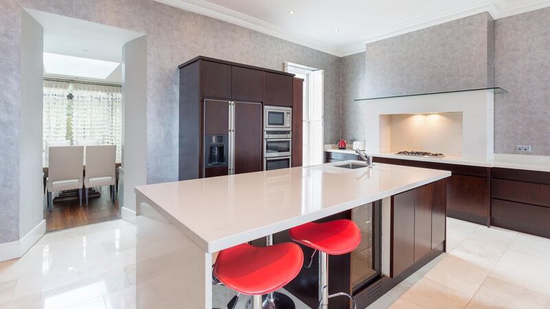 The bespoke John Daly kitchen at 6 Garville Road Rathgar features all the bells and whistles one would expect from a property of this calibre