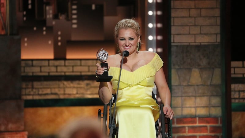 Ali Stroker became the first actor performing in a wheelchair to win a Tony. She won best supporting musical actress for her role in Oklahoma! Photograph:  Sara Krulwich/The New York Times