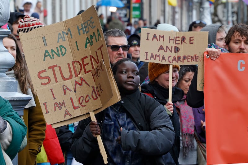 Participants in the Stand Together demonstration. Photograph: Nick Bradshaw