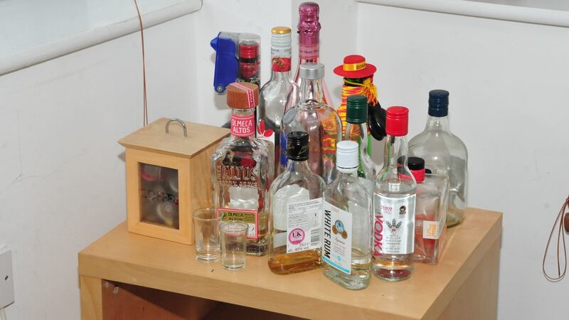 Bottles of alcohol which were used to spike victims in the home of Reynhard Sinaga Photograph: Greater Manchester Police/PA Wire