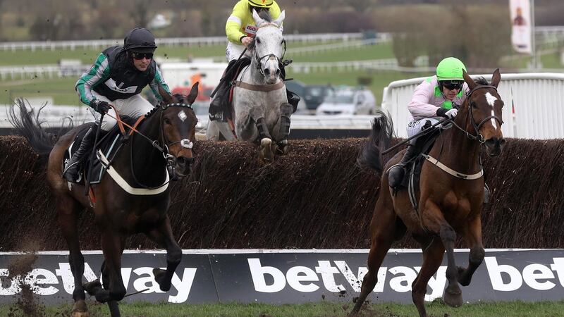 Altior (L) en-route to Champion Chase victory in 2018. Photograph: James Crombie/Inpho