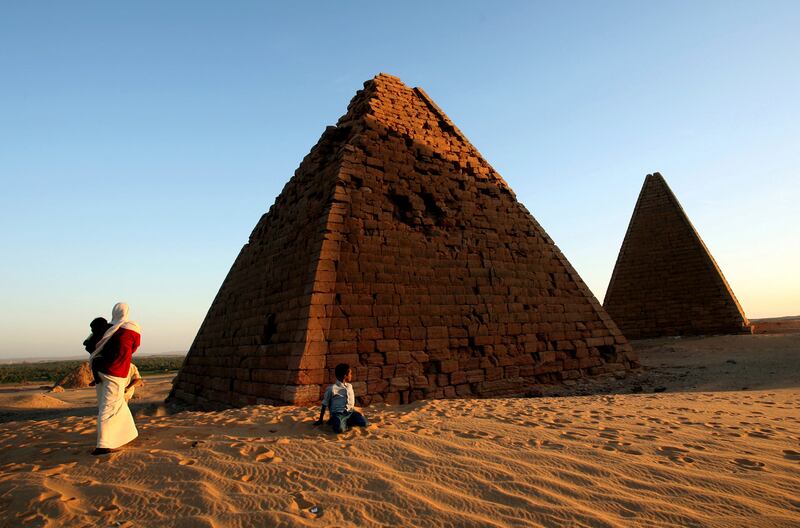 One of the pyramids at the Unesco world heritage site of Jebel Barkal in Sudan. Photograph: Khaled Desouki/AFP via Getty Images