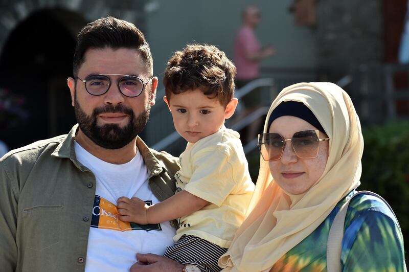 Mohamad, Ayahela and Warad Askif from Syria at the Citizenship Ceremonies 2023 in the INEC, Killarney on Monday. Photograph: Don MacMonagle