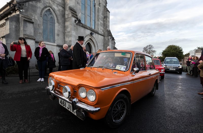 Vintage cars at the funeral of rally driver Rosemary Smith in Dublin. Photograph: Colin Keegan/Collins Dublin