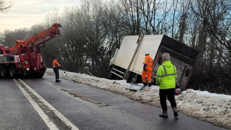 Gardai in North Cork are urging people to take great care on the roads after a truck skidded on black ice on the N72, the main Mallow-Killarney Road on Wednesday afternoon.