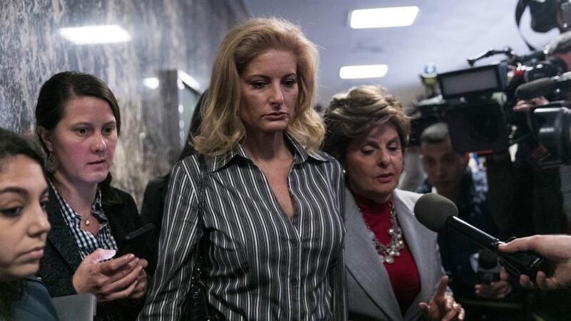 Trump sex allegations: Summer Zervos, the former Apprentice contestant who has accused the president of unwanted advances, with her lawyer, Gloria Allred. Photograph: Jeenah Moon/New York Times