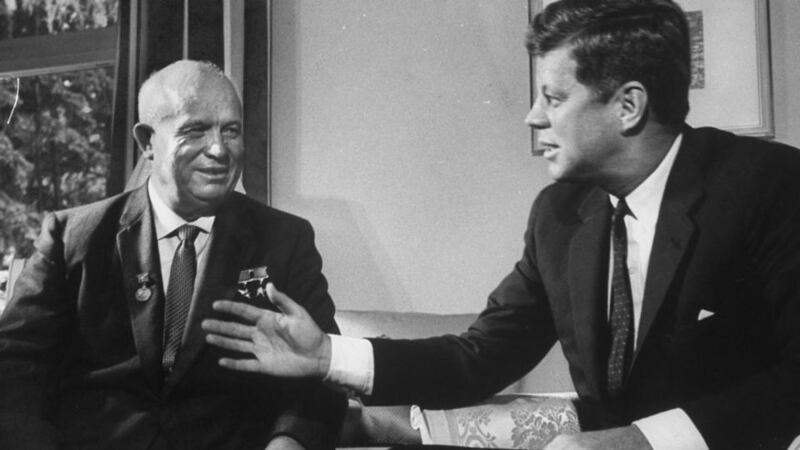 Soviet Premier Nikita Krushchev meeting with Presidnet Kennedy