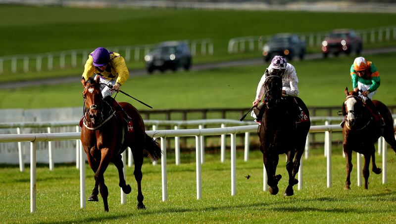 Colin Keane aboard Imaginarium comes home to win at the Curragh on Sunday. 