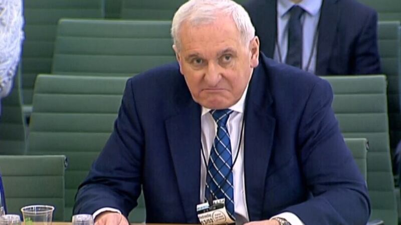 Bertie Ahern, former taoiseach, giving evidence to the Exiting the European Union Committee in the House of Commons in London.