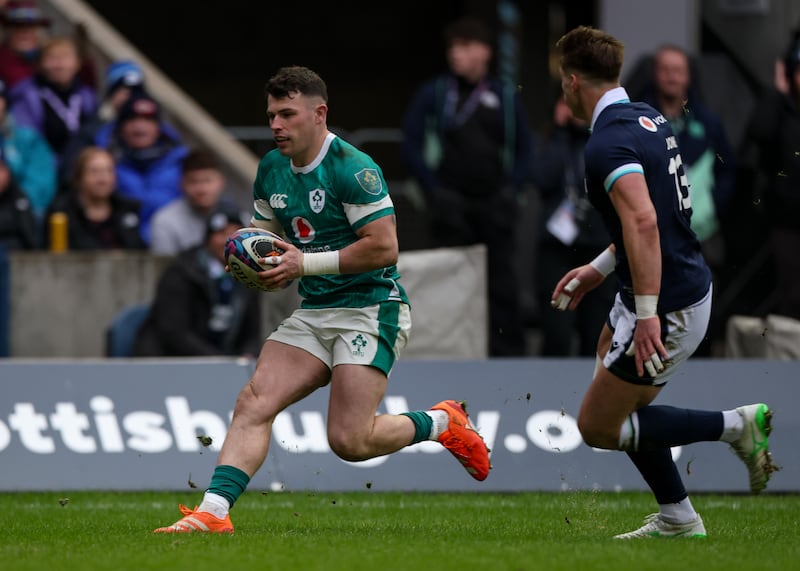 Calvin Nash in action during Ireland's second round fixture against Scotland. Photograph: Billy Stickland/Inpho