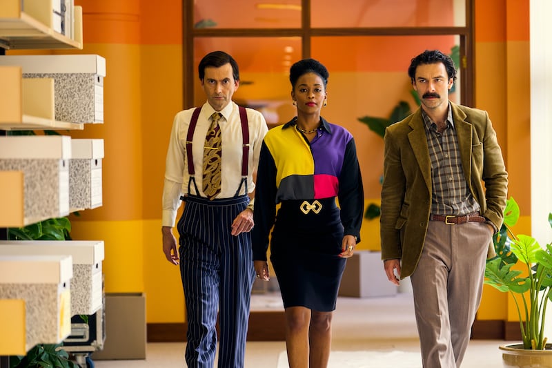 David Tennant as Tony Baddingham, Nafessa Williams as Cameron Cook and Aidan Turner as Declan O'Hara. Photograph: Robert Viglasky/Disney