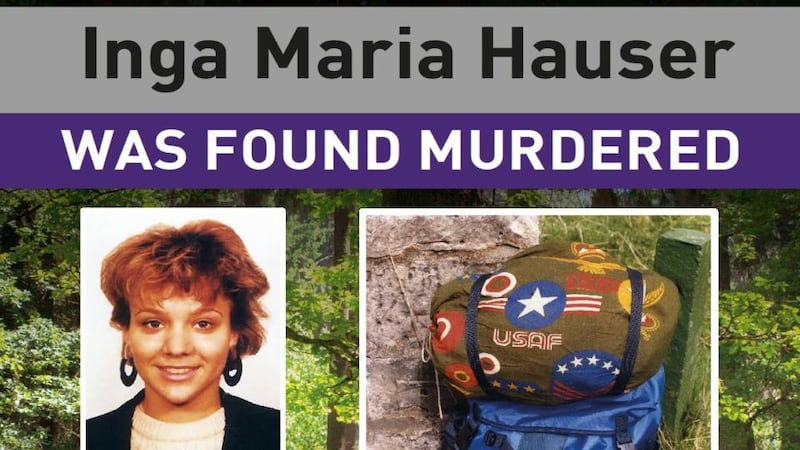 A poster appealing for information regarding the murder of Inga Maria Hauser. Photograph: PA/PSNI