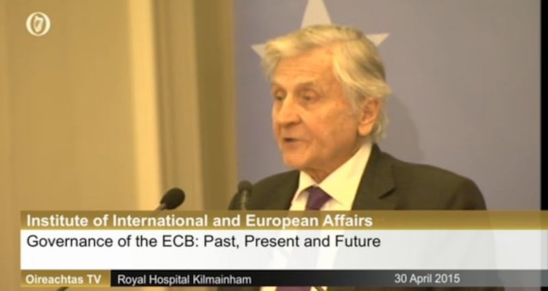 Jean Claude Trichet addressing members of the banking inquiry today.