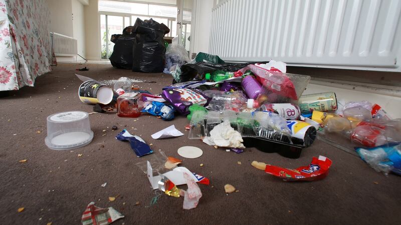 Some of the rubbish left behind after a tenant vacated a house in Dublin 4. Photograph: Crispin Rodwell