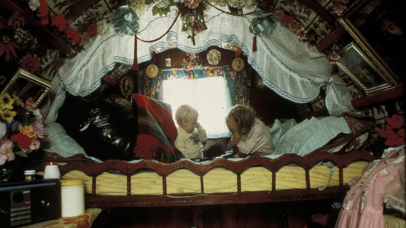 Archive interior picture of traditional Traveller’s caravan. Photograph: National Folklore Collection, UCD