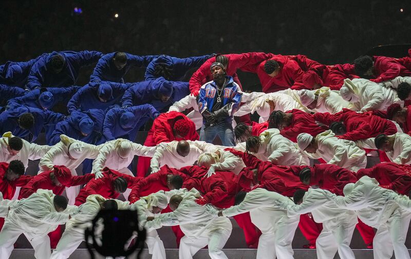 Kendrick Lamar performs during the Super Bowl LIX halftime show Photograph: The New York Times