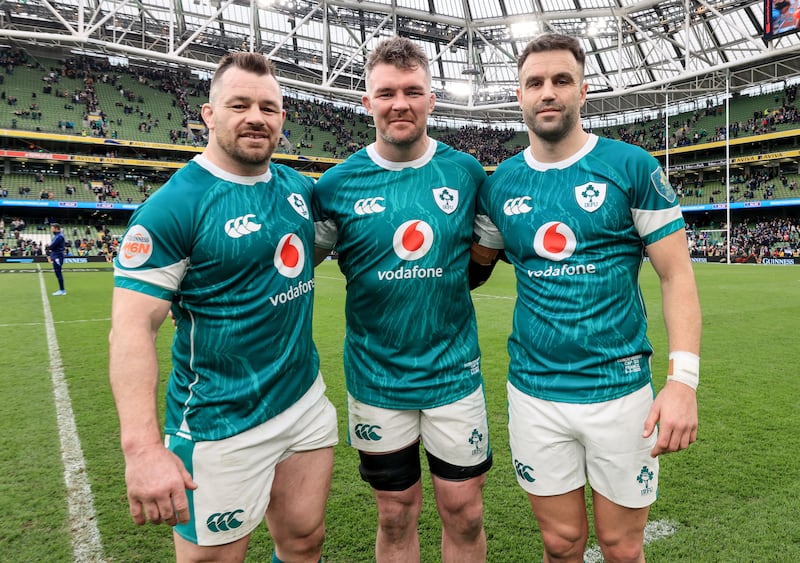 Cian Healy, Peter O'Mahony and Conor Murray played their last game for Ireland at the Aviva - replacing them will not be easy. Photograph: Dan Sheridan/Inpho