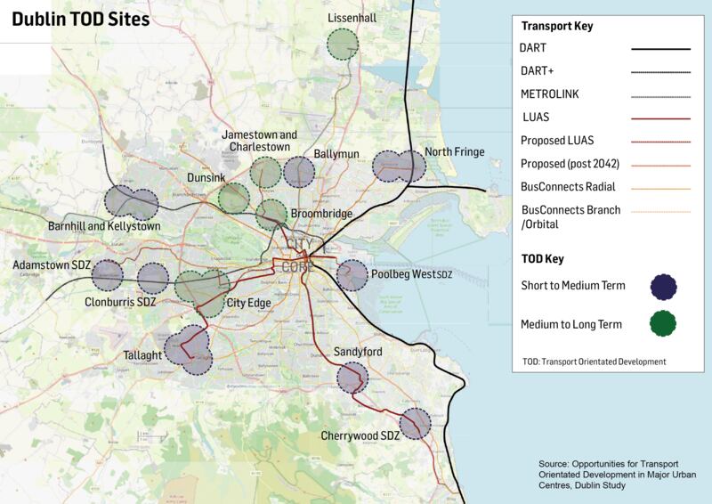 Dublin TOD Sites. Graphic by Paul Scott