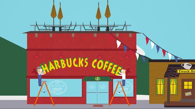 The  South Park episode, Gnomes, was pure genius. Mr Tweek, the owner of a local, independent coffee shop, fears for his business when Harbucks, a big bad corporation, comes to town with a new outlet right next door to his own.