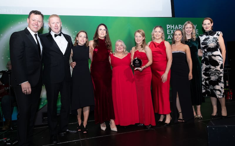 Winners of the Hospital Pharmacy Team of the Year, Rotunda Hospital pictured with Anton Savage. Photograph: Paul Sherwood