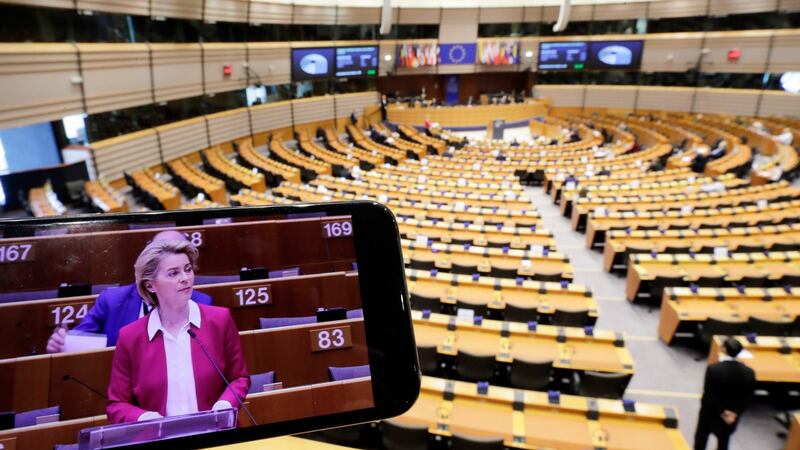 European Commission president Ursula von der Leyen rebuked member states for acting selfishly in an unusually critical address to members of the European Parliament. Photograph: Olivier Hosle/EPA