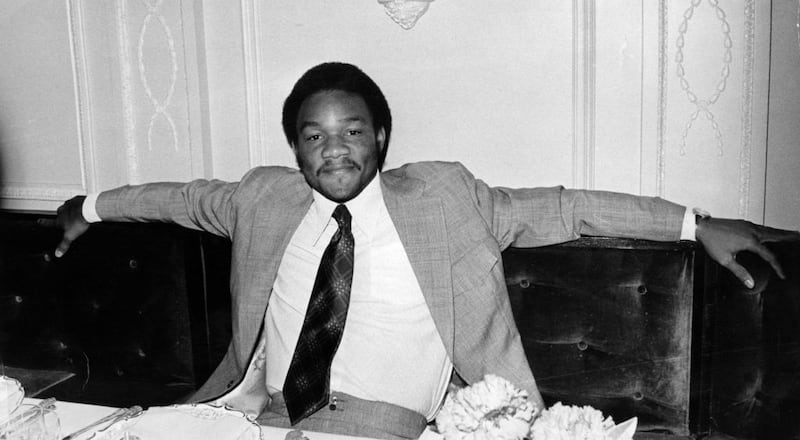 George Foreman at a press conference in London, March 1973. Photograph: Arthur Jones/Evening Standard/Getty Images