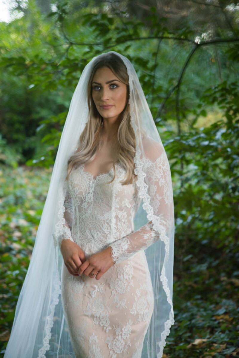 Dress and veil from Barnardos, priced €700