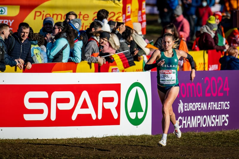 Ireland’s Georgie Hartigan and the rest of the 4x1500m relay team finished in ninth. Photograph: Sasa Pahic Szabo/Inpho