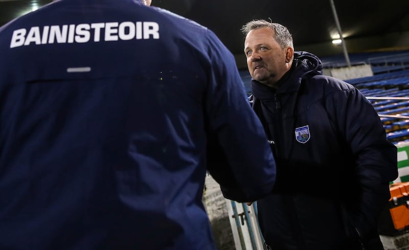 Waterford manager Davy Fitzgerald after the game with Tipperary manager Liam Cahill. Photograph: Ryan Byrne/Inpho