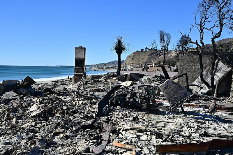 Destruction left by the Palisades fire on Sunday. Photograph: Frederic J Brown/ AFP