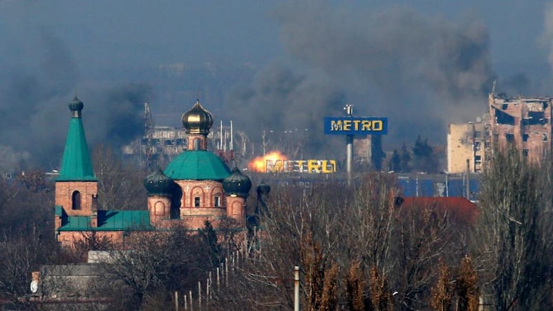 East Ukraine’s rebel stronghold Donetsk was pummelled today by the heaviest shelling in a month, and the OSCE said it spotted an armoured column of troops without insignia in rebel territory that Kiev said proved Moscow had sent reinforcements. Photograph: Maxim Zmeyev/Reuters