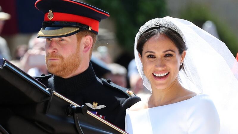 Prince Harry  and Meghan Markle   leave St George’s Chapel at Windsor Castle after their wedding. Photograph: Gareth Fuller/PA Wire