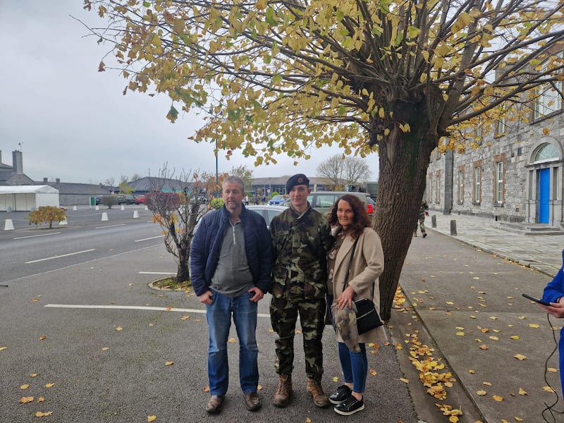 Declan, Máirtín and Noreen Heraty at Custume Barracks in Athlone