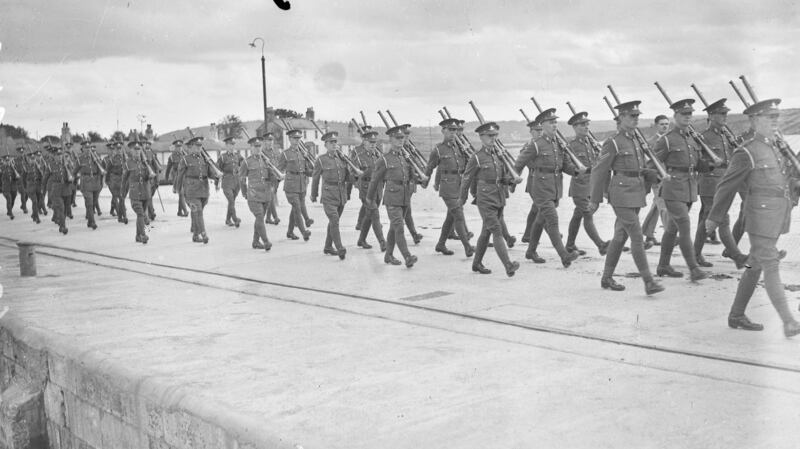 British troops evacuating Spike Island in 1938 for its handover to the State. Photograph: National Library of Ireland/Irish Independent/NPA collection