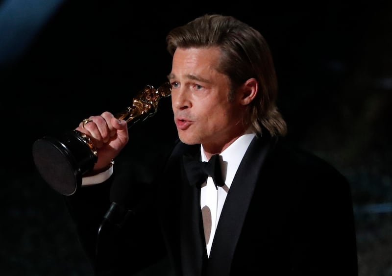 Oscars 2020: Brad Pitt accepts his Academy Award for best supporting actor, for Once Upon a Time in... Hollywood. Photograph: Mario Anzuoni/Reuters