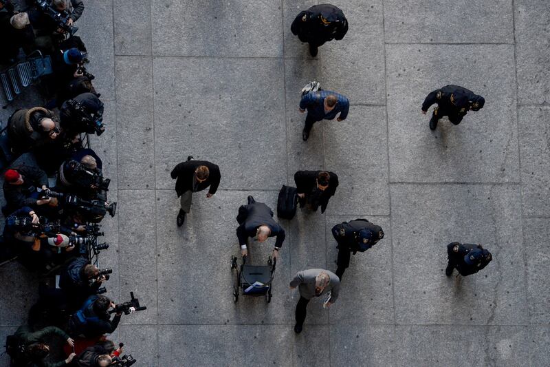 #MeToo: Harvey Weinstein uses a walker on his way into New York state supreme court, in Manhattan, in February. Photograph: Desiree Rios/New York Times