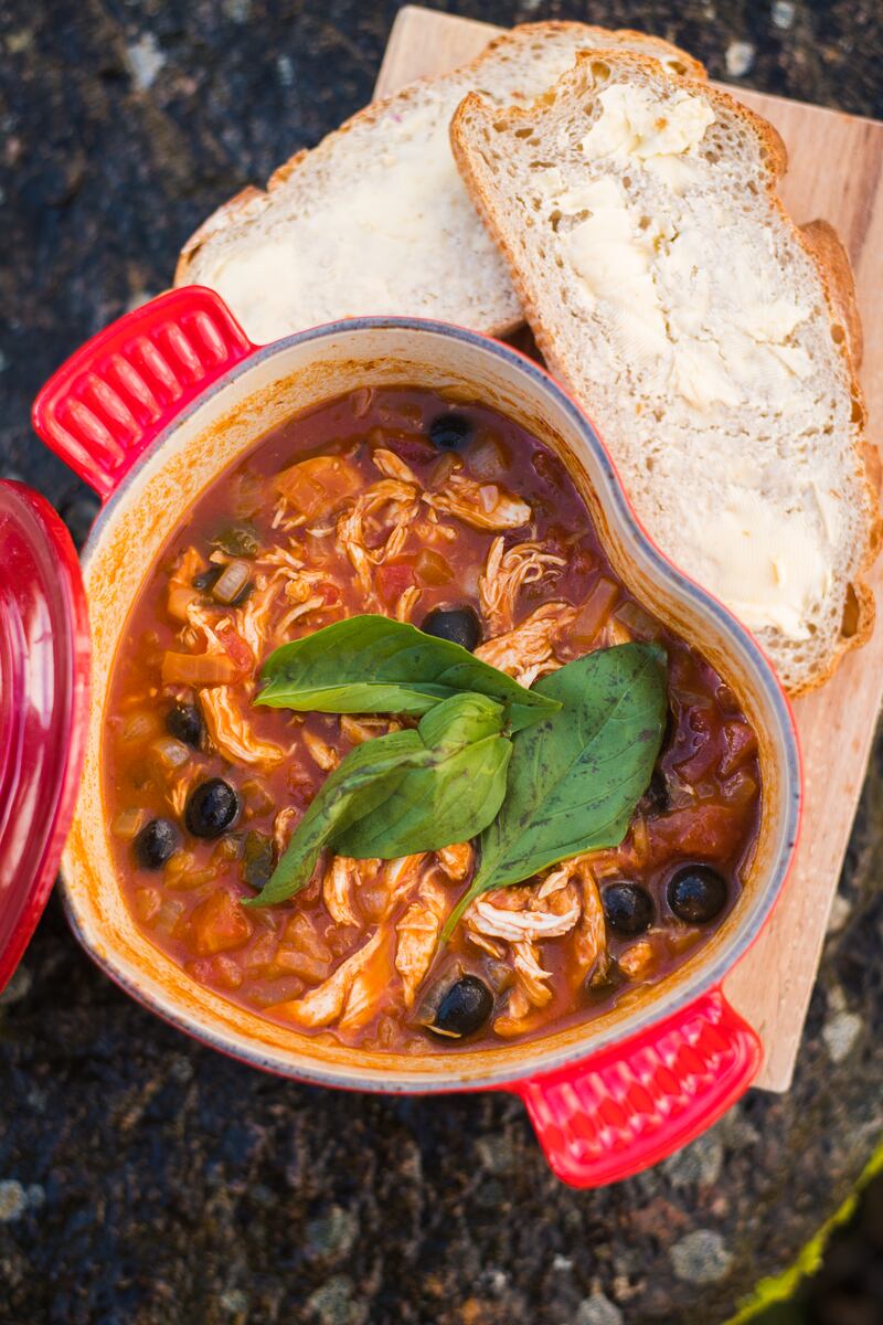 A hearty stew from the cookbook Camping Soul Food: Recipes & Playlists by the Buggans Family